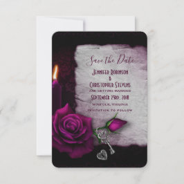 Gothic Ro, Candle och Locket Bröllop Spara Datumet