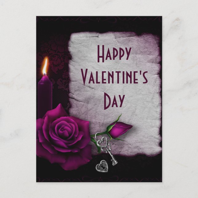 Gothic Ro, Candle och Locket Valentine Day Vykort (Framsida)