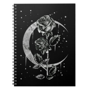 Gothic Ro Crescent Witchy Art Måne Anteckningsbok