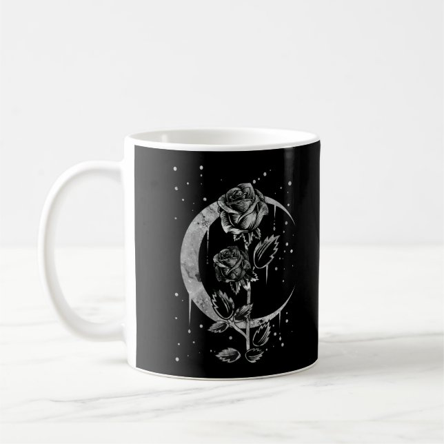 Gothic Ro Crescent Witchy Art Måne Kaffemugg (Vänster)