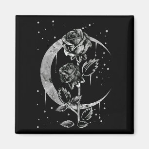 Gothic Ro Crescent Witchy Art Måne Magnet