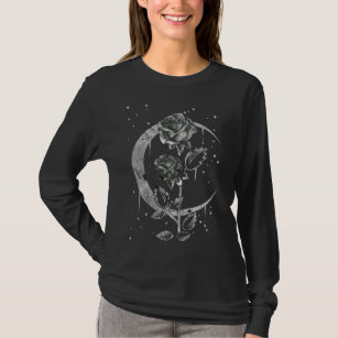 Gothic Ro Crescent Witchy Art Måne T Shirt
