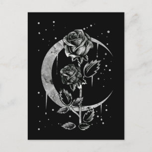 Gothic Ro Crescent Witchy Art Måne Vykort