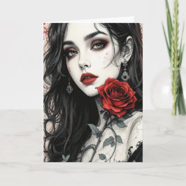 Gothic Ro Halloween Elegant Vampire Girl Art Kort