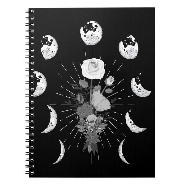 Gothic Ro Måne faser Witchy Crescent Anteckningsbok (Framsidan)