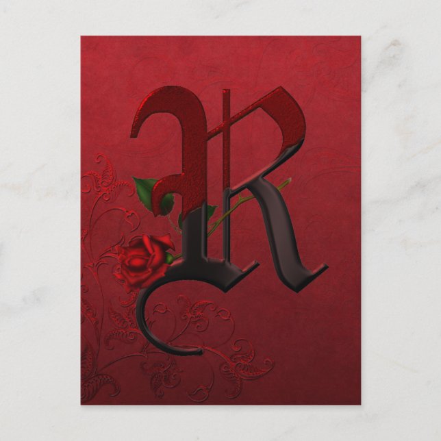 Gothic Ro Monogram R Vykort (Framsida)