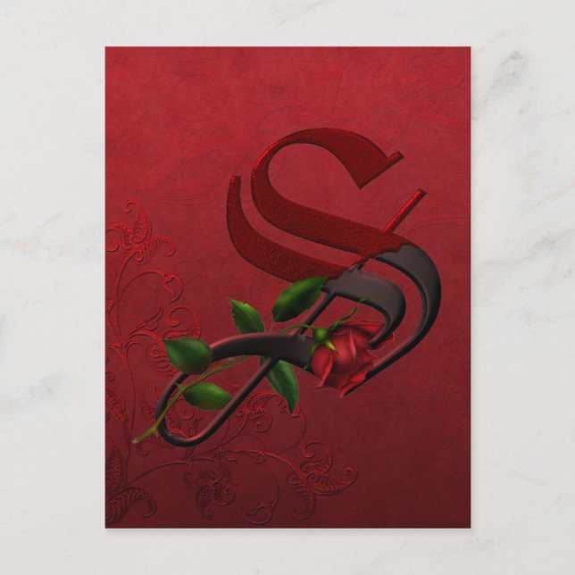Gothic Ro Monogram S Vykort (Framsida)