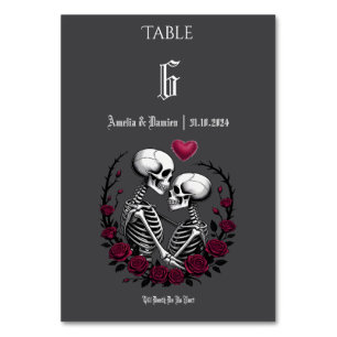 Gothic Ro till Death Skeleton par Bröllop Bordsnummer
