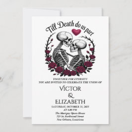 Gothic Ro till döden Do US Part Skeleton Bröllop Inbjudningar