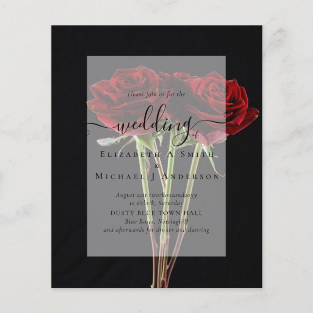 Gothic Röd ros Goth Wedding bjudes in Flygblad (Framsidan)