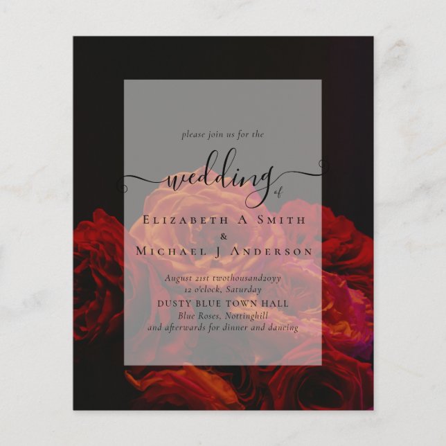 Gothic Röd ros Goth Wedding bjudes in Flygblad (Framsidan)