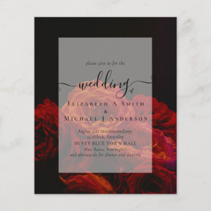 Gothic Röd ros Goth Wedding bjudes in Flygblad