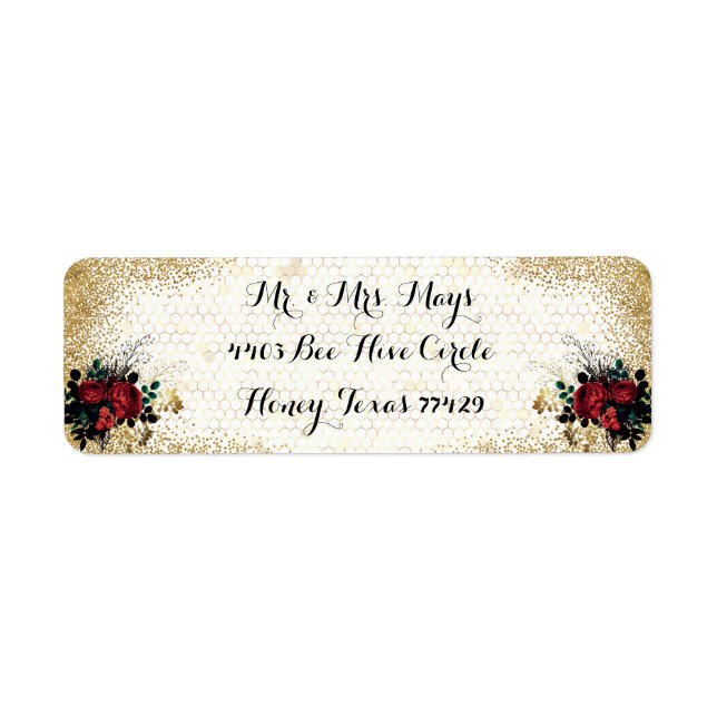 Gothic Röd ros Returadress Etikett (Framsidan)