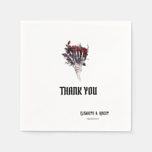 Gothic Röd ros Skeleton Tack Pappersservett (Framsidan)