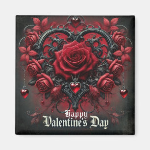 Gothic röd ros Valentines dag Magnet