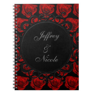 Gothic Röd ros Victorian Bröllop Anteckningsbok