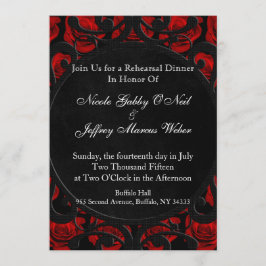 Gothic Röd ros Victorian Rehearsal Dinner Inbjudningar