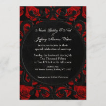 Gothic Röd ros Victorian Wedding bjudande