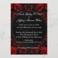 Gothic Röd ros Victorian Wedding bjudande