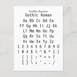 Gothic Roman - Zazzle Font Sampler Lakan Vykort