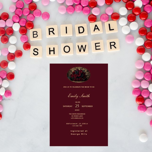 Gothic Romance Custom Photo Elegant Bridal Shower Inbjudningar (Skapare uppladdad)