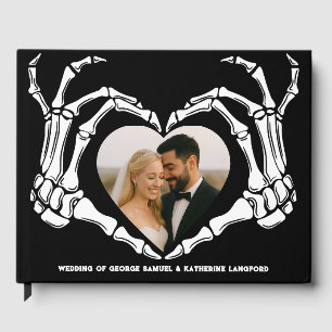 Gothic Romantic Skeleton Hand Halloween Bröllop Gästböcker