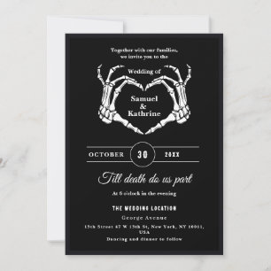 Gothic Romantic Skeleton Hand Halloween Bröllop Inbjudningar