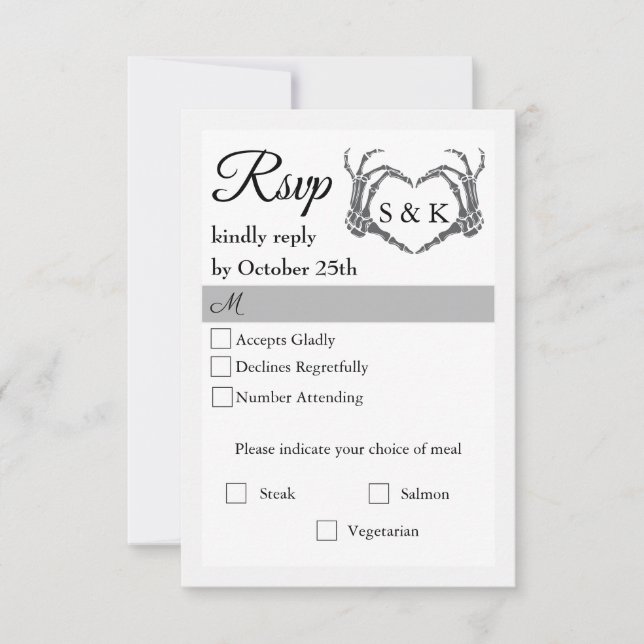 Gothic Romantic Skeleton Hand Halloween Bröllop OSA Kort (Framsida)