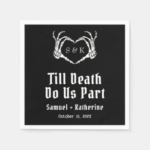Gothic Romantic Skeleton Hand Halloween Bröllop Pappersservett