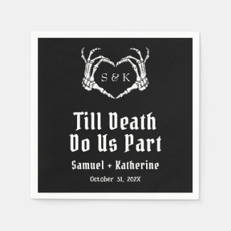 Gothic Romantic Skeleton Hand Halloween Bröllop Pappersservett