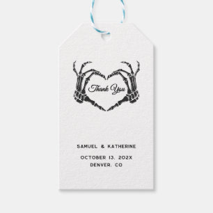 Gothic Romantic Skeleton Hand Halloween Bröllop Presentetikett