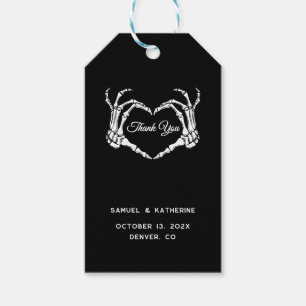 Gothic Romantic Skeleton Hand Halloween Bröllop Presentetikett