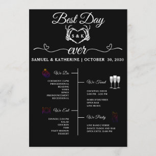 Gothic Romantic Skeleton Hand Halloween Bröllop Program