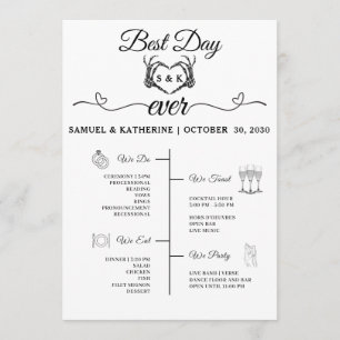 Gothic Romantic Skeleton Hand Halloween Bröllop Program