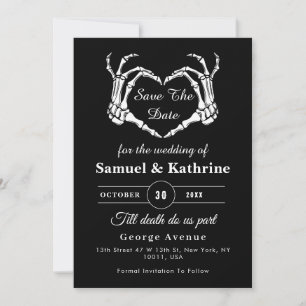 Gothic Romantic Skeleton Hand Halloween Bröllop Spara Datumet