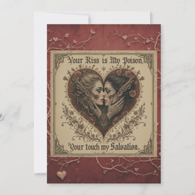 Gothic Romantic Valentine Day Card Julkort (Framsida)