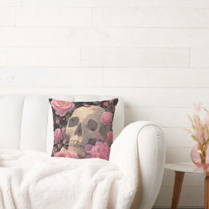 Gothic Romantik Blommigt Skull Halloween Kudde