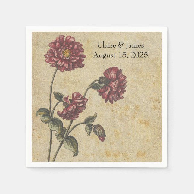 Gothic Romantik Bröllop Pappersservett - Mörk & El (Framsidan)