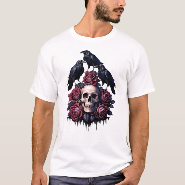 Gothic Romantik: där Döskallar, Ro och Ravens Ent T Shirt (Framsida)