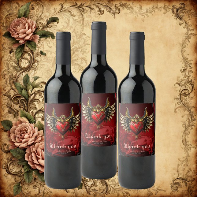 Gothic Romantik, passionens hjärta. Vinflaska Etikett (Skapare uppladdad)