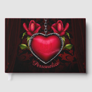 Gothic Romantik Red Heart chain & Ro Personalize Gästböcker