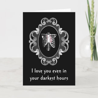 Gothic Romantik Skull och Heart Valentines day Helgkort