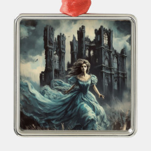 Gothic Romantik Spooky Ruinal Castle Horror Julgransprydnad Metall
