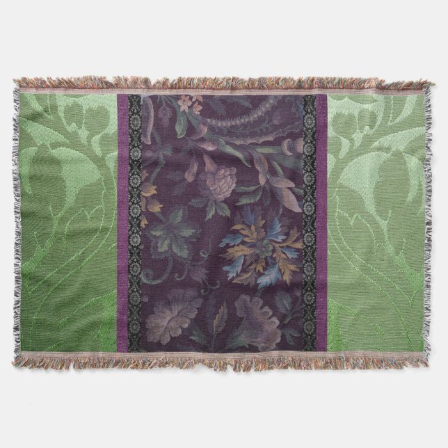 Gothic Romantik: Victorian Elegance Grönt & Lila Filt (Framsidan)