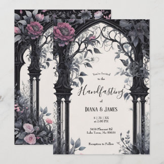 Gothic Rosa Blommigt Garden Grind Pagan Handfastei Inbjudningar