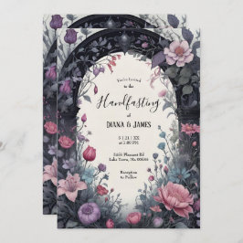 Gothic Rosa Blommigt Garden Grind Pagan Handfastei Inbjudningar