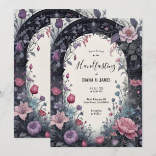 Gothic Rosa Blommigt Garden Grind Pagan Handfastei Inbjudningar