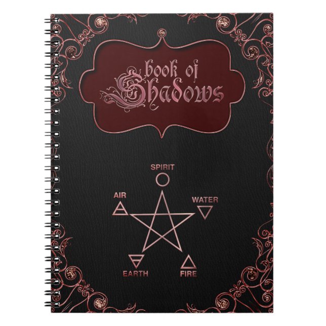 Gothic Rosa Bok i Shadows Pentacle Inslag Anteckningsbok (Framsidan)