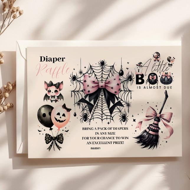 Gothic Rosa Halloween Baby Shower Raffle Diapper Tilläggskort (Skapare uppladdad)