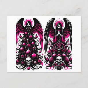 Gothic Rosa och svart Angel Julgranar Vykort